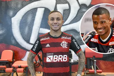 Everton Cebolinha e Nicolás De La Cruz pelo com a camisa do Mengão