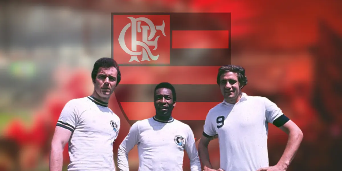 Beckenbauer. Pelé e Chinaglia pelo New York Cosmos