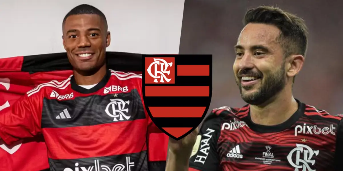 De La Cruz e Everton Ribeiro com a camisa do Flamengo