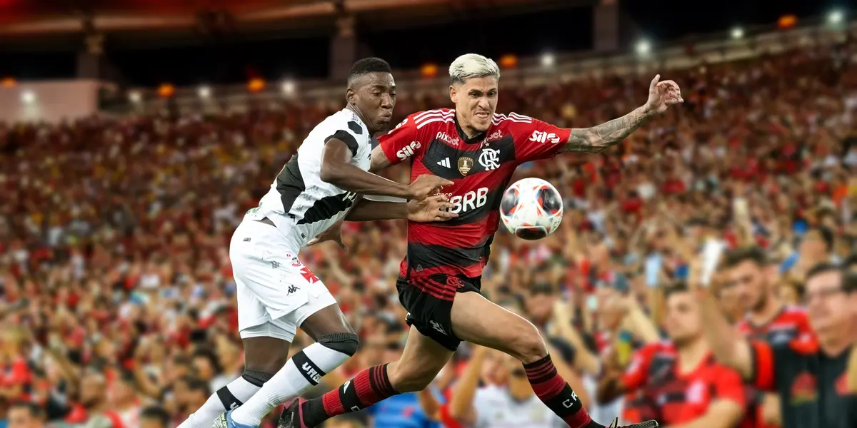 Jogadores de Flamengo e Vasco disputando a bola