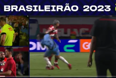 O jogador deixou o cotovelo no rosto do adversário e tomou vermelho direto