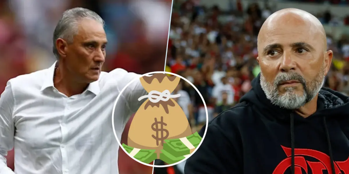 Tite e Jorge Sampaoli em ação pelo Flamengo 