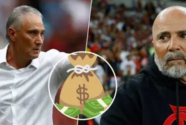 Tite e Jorge Sampaoli em ação pelo Flamengo 