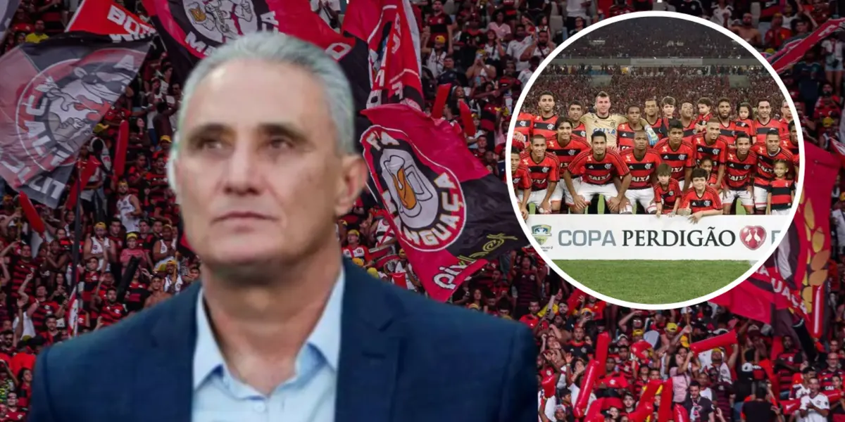 Tite no Flamengo e elenco rubro-negro campeão da Copa do Brasil 