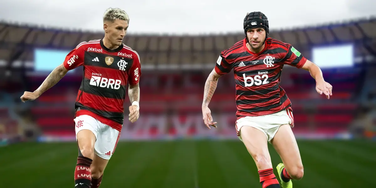 Varela e Rafinha, atual e anterior lateral-direito do Flamengo